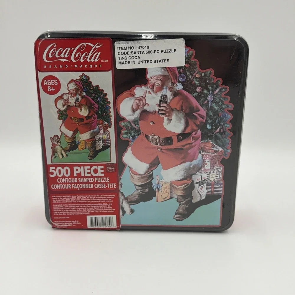 Coca-Cola Christmas Santa 500 Piece Contour Shaped Puzzle in Collector Tin 47019